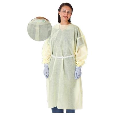 China Medical Reinforced Disposable Isolation Gowns Protective Non Woven Elastic Cuff for sale