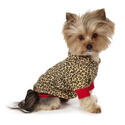 China M. Isaac Mizrahi Leopard Dog Pullover / hoodie cotton for Small Breed Dog Yorkshire Terriers for sale