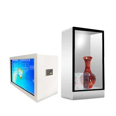 China 55 Inch Stand Transparent LCD Showcase Touch Screen LCD Display Cabinet 1920x1080 for sale