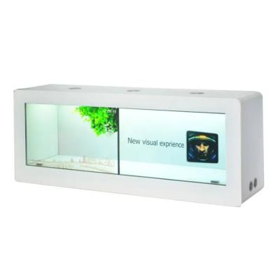 China 1x2 Splicing Wall Transparent LCD Showcase 55 Inch Capacitive Touch Display Cabinet for sale