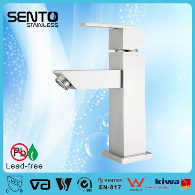 China Stainless steel deck mount single hole basin faucet for sale