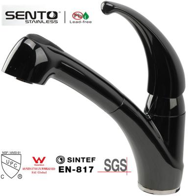 China Sento single handle flexible hose water mixer pull out kitchen faucet with black colour for sale