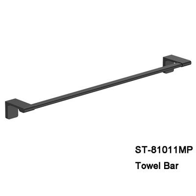 China Good quality Towel Rail Wall Mounted Single Towel Bar Rack Black color Stainless steel material for sale