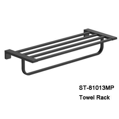 China Stainless steel Bathroom Designs Wall Mounted Double Layers Towel Rack Shelf Bar Holder for hotel for sale