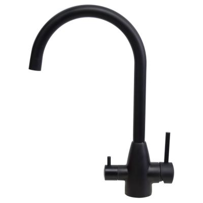 China Black Stainless Steel 304/316 Material Double Handle Drinking Filtered Water Faucet  RO Faucet For Home Using for sale