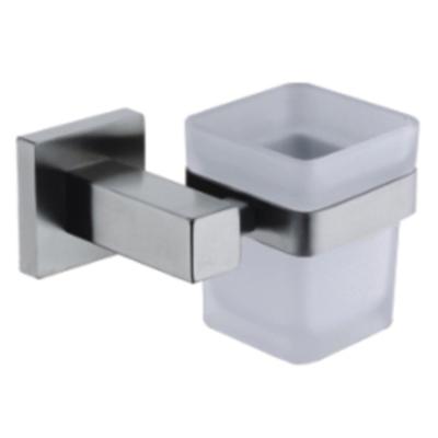 China Square design Single Tumbler Holder SUS304 Stainless Steel Bathroom Accessories Wall mounted Brushed for sale