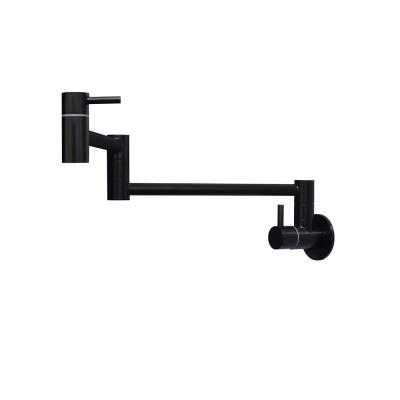 China Solid Stainless Steel 304/316 Material Deck Mounted Nano Black Double Handle Flexible Kitchen Faucet For Pot Filler for sale