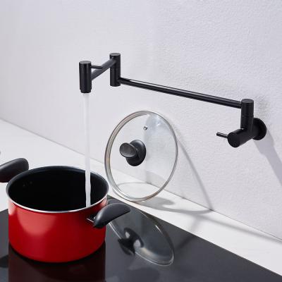 China Steel 304/316 Material Double Handle Folding Stretchable Double Joint Swing Arm Wall Mounted Pot Filler Faucet Sus304 for sale