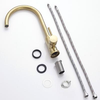 China Saniary Ware Fittings Steel 304 Or 316 Body Kitchen Faucets Deck Mounted Single Hole Gold Color Faucet for sale
