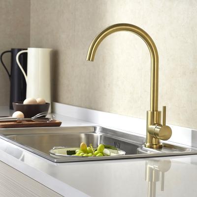China Sink Mixer Gold/Brass Color 304/316 Stainless Steel Kitchen Faucet With Hot/Cold Funtions for sale