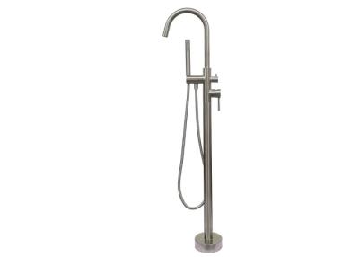 China Modern Free Standing Bathtub Shower Mixer Taps Floor Mounted Tub Shower Faucets With Hand Sprayer  Dual handle fuacet for sale