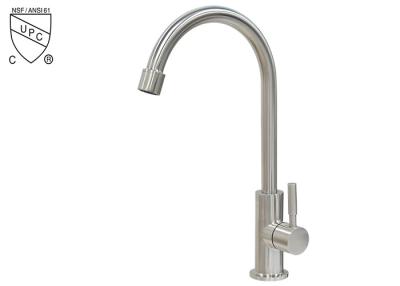 China cupc 304 Stainless Steel Kitchen Mixer Cold Water Tap Single Handle Brushed sink Faucet for sale