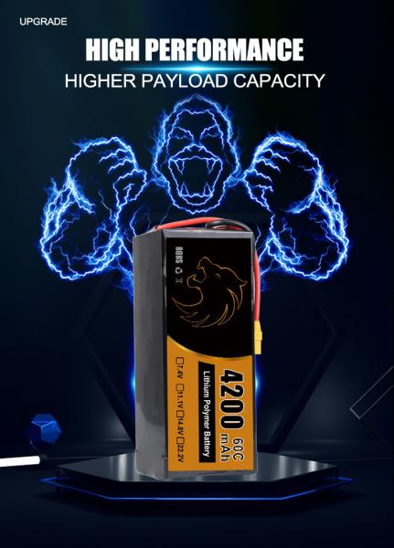 Quality Factory 4200mAh Lithium Polymer Pack Battery 22.2V Lipo FPV Dorne Batteries for sale