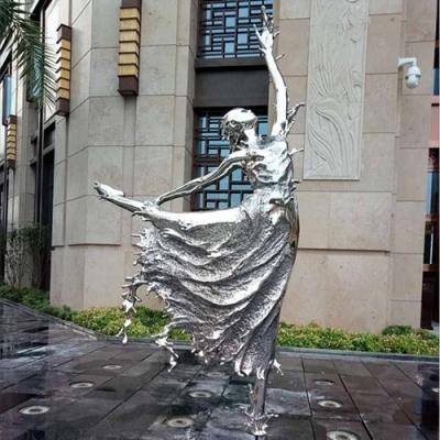 China 2 Meters High Stainless Steel Dancing Ballet Girl Sculptures For Fountain for sale
