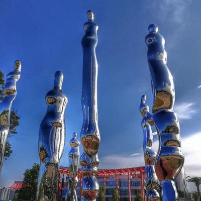 China Outdoor Modern Large Column Statue Stainless Steel Pillar Sculptures for sale