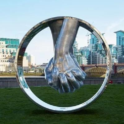 China Any Size Decor Modern Metal Statues Stainless Steel Hand Sculptures for sale