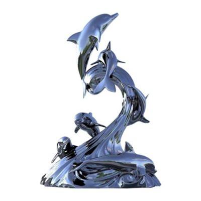 China Life Size Dolphin Statue Stainless Steel Sculptures For Garden Decoration for sale
