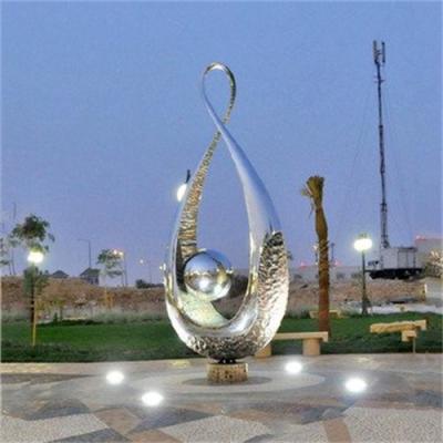China Outdoor Garden Large Abstract Metal Mirror Polished Statue Stainless Steel Sculpture for sale
