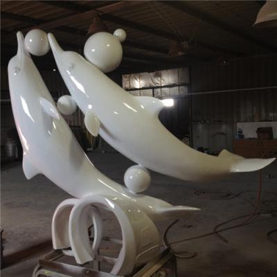 China Ocean Park Outdoor Fiberglass Dolphin Statue Polished 100cm Painted for sale