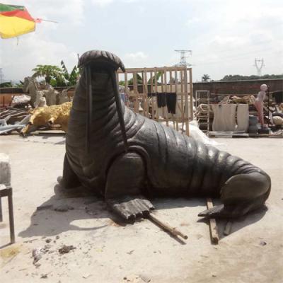 China Life Size Sea Walrus Bronze Animal Garden Sculptures Outdoor For Decoration for sale