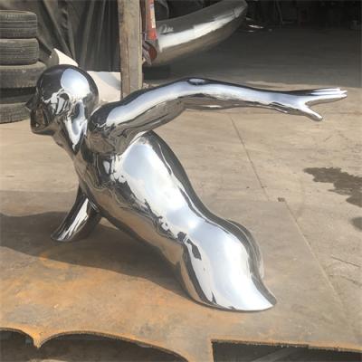 China Climbing Man Wall Decor Sculptures Mirror Stainless Steel 3D Hanging for sale