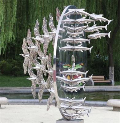 China Metal Seagull Abstract Fish Sculpture Stainless Steel polished For Garden for sale