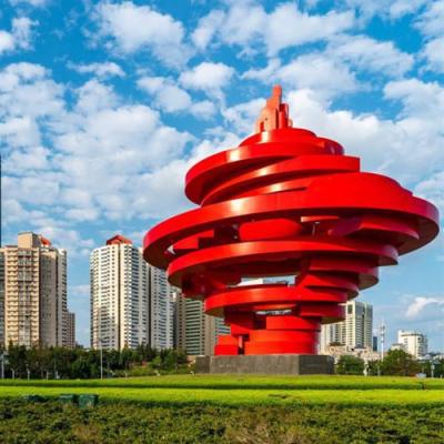 China El extracto al aire libre moderno grande de la escultura del metal urbano de la señal pulió en venta