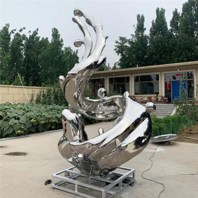 China Escultura de acero inoxidable al aire libre 316L decorativo del extracto del metal de la onda del mar en venta