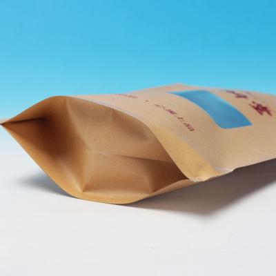China Standing Up Brown Kraft Paper Bag/ Stand Up Snack Food Packaging Bag WIth Window for sale