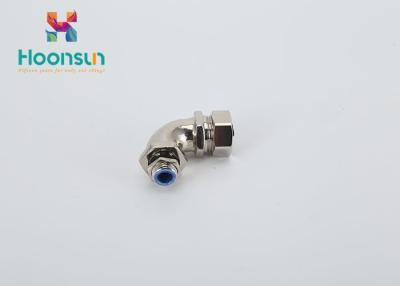 China 90 Degree Flexible Conduit Fittings Elbow Metal / IP66 Metric Brass Cable Gland for sale