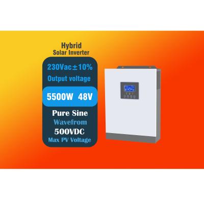China Off Grid Eenfase Hybride Inverter Hoog rendement 5.5KW Te koop