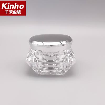 China 3-50g Frosted Cosmetic Cream Jar Diamond Acrylic Cosmetic Containers Double Wall for sale