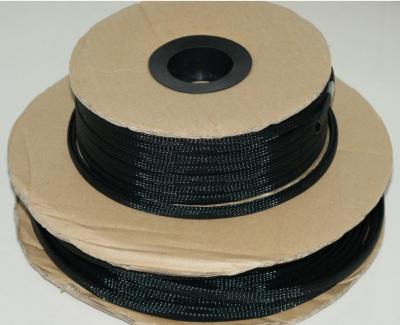 China UL RoHS Black PET Expandable Braided Sleeving High Temperature Resistance for sale