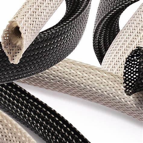 Quality UL RoHS Black PET Expandable Braided Sleeving High Temperature Resistance for sale