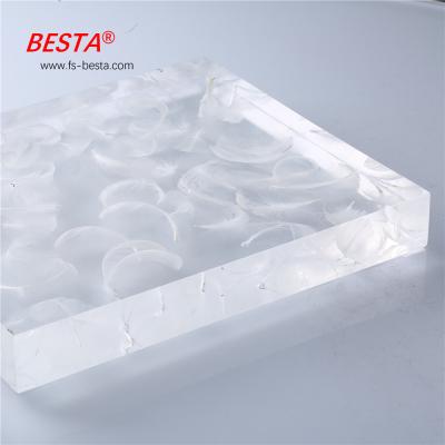 China White Feather Effect Decorative Plexiglass Window Panels 15-60mm OEM for sale