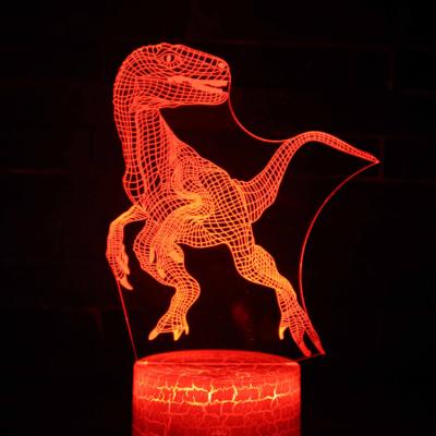 China Customized Amazing ABS Color Changing Lucky Dinosaur Design Lamp 3D LED Visual Night Light for sale