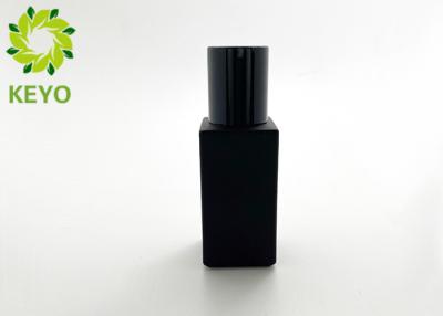 China Matte Black Square Glass Bottle For Foundation Or Essential Oil for sale