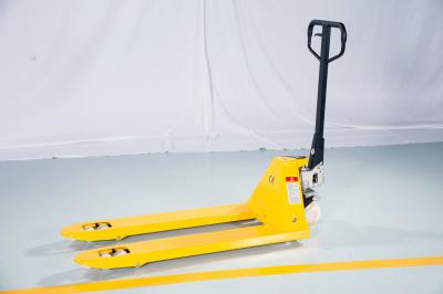 China 2000kg Capacity Steel Hand Pallet Truck Yellow Color With PU Wheels for sale