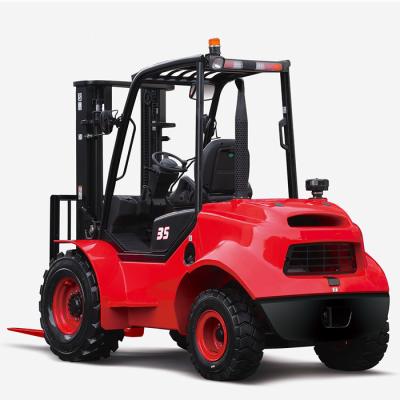 China 2.5 3 5 ton 4 wd Large ground  compact construction rough terrain forklift，off road forklift for sale