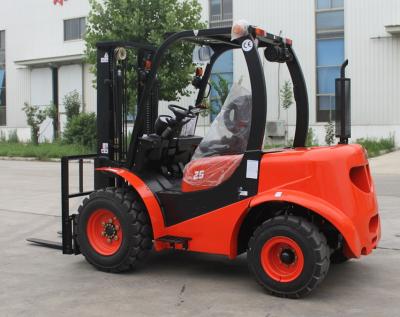 China Red Steel 2 Wheel Drive Forklift , Compact All Terrain Forklift 2.5 Ton for sale