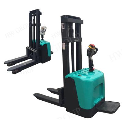 China 1.5 / 2 Ton 5M Electric Stacker Truck Wide Ligs Handle Heavy Loads Forklift for sale