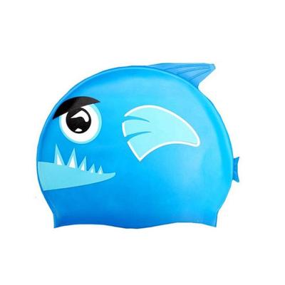 中国 100%シリコーンの鮫の水泳の帽子、プールの頭部の帽子のスリップ防止設計の 販売のため