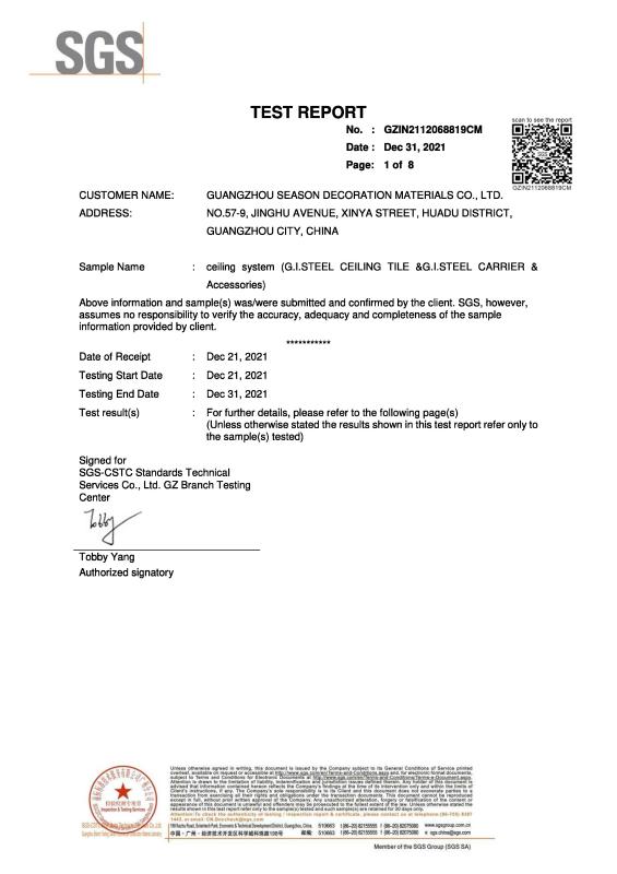 EN13964 Saber Certificate - Guangzhou Season Decoration Materials Co., Ltd.
