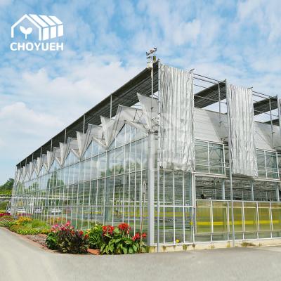 China Solar Control Tempered Insulated Glass Greenhouse Hydroponics System With Accessories for sale