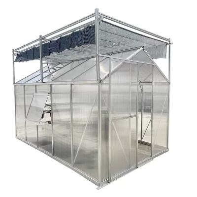 China Green Aluminum Rectangle Garden Greenhouse with Wind Snow and UV Protection en venta