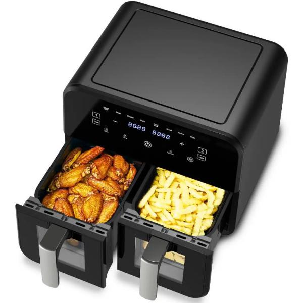 Quality 9L Touch Screen Double Air Fryer Electric Deep Fryer Smart Rack Without Oil for sale