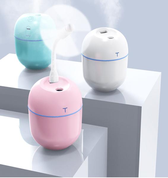 Quality 220ml Portable Ultrasonic Air Humidifier with LED Night Lamp and USB Aroma Diffuser for sale