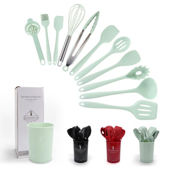 Quality Kitchen Silicone Spatula Set with Storage Bucket 12-Piece Baking Cookware Non for sale