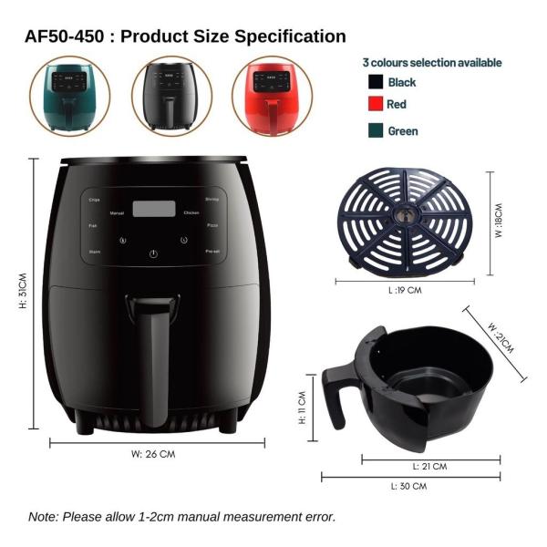 Quality 4.5/6L Capacity Air Fryer for Making Frying Food Without Oil One Touch Digital for sale