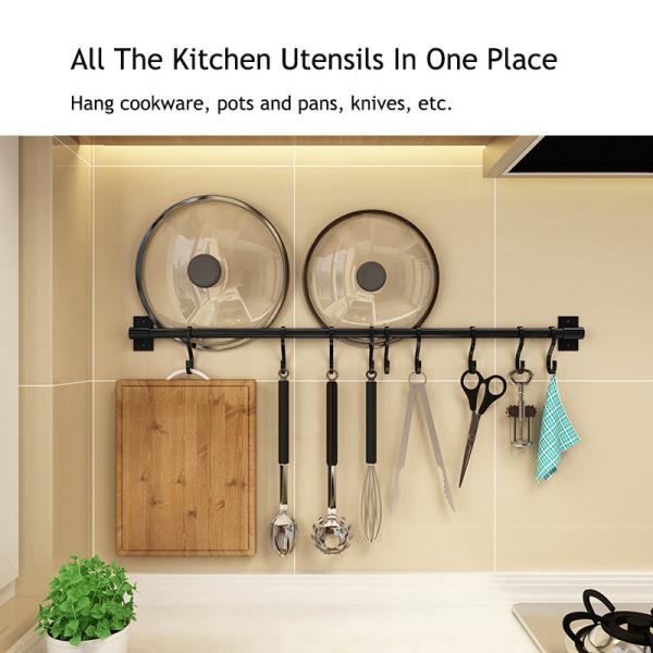 Quality Novelty Hooks 30cm Metal Rod Non Perforated Spice Storage for Kitchen Utensil for sale